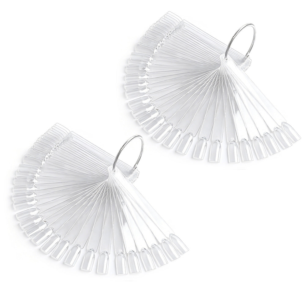 100 PCS Clear Nail Swatch Sticks with Ring Nail Art Swatch Set for Polish Display