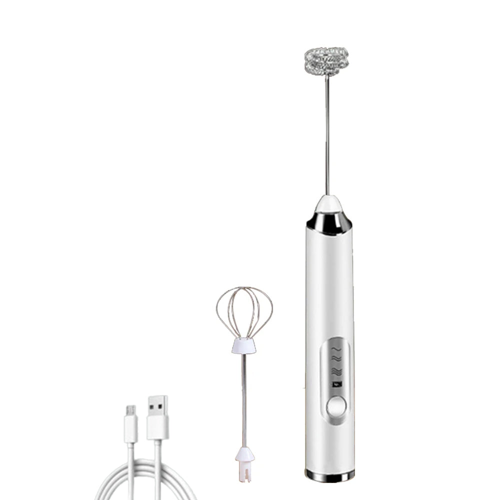 Handheld Electric Coffee Milk Frother Double Head Whisk Egg Beater with 3 Speeds