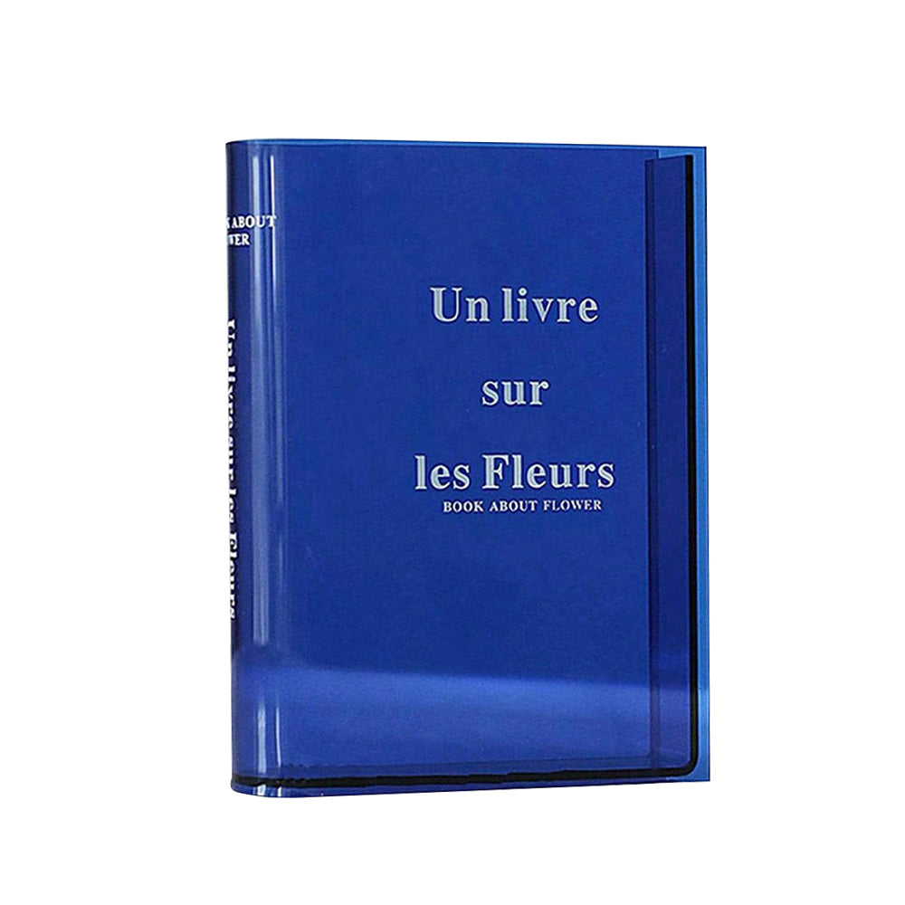 Plastic Clear Book Vase for Flowers Bookshelf Vase Decoration-Blue