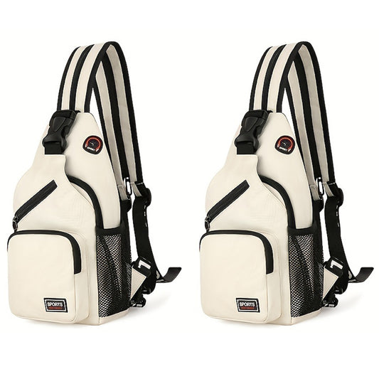 2Pcs Dual-use Water-resistant Chest Bag Outdoor Travel Shoulder Backpack