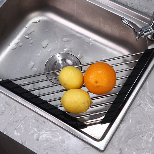 Triangle Roll-Up Dish Drying Rack For Sink Corner Sink Kitchen Drainer And Organizer