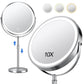 10X Magnifying Makeup Mirror with LED Light Foldable Cosmetic 360 Degree Rotation Mirror