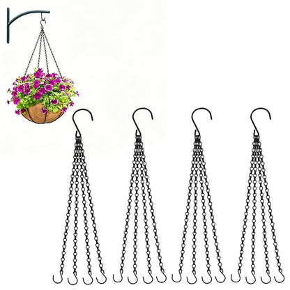 4 Pack 58cm Hanging Basket Chain with Hooks Black Metal Planter Flower Pot Chain