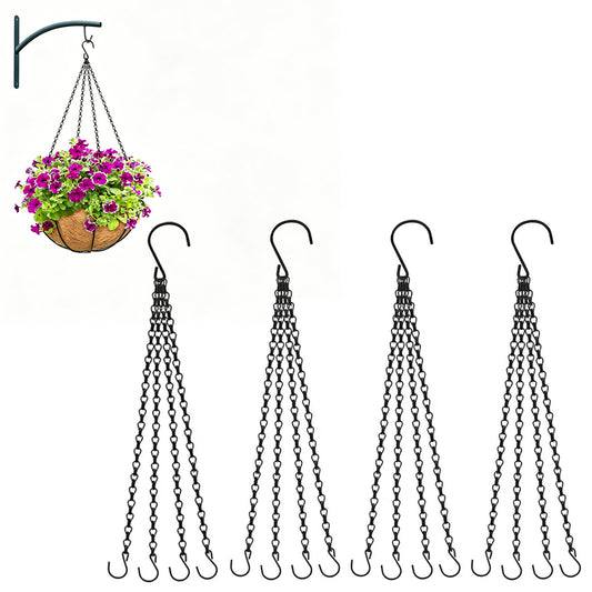 4 Pack 58cm Hanging Basket Chain with Hooks Black Metal Planter Flower Pot Chain