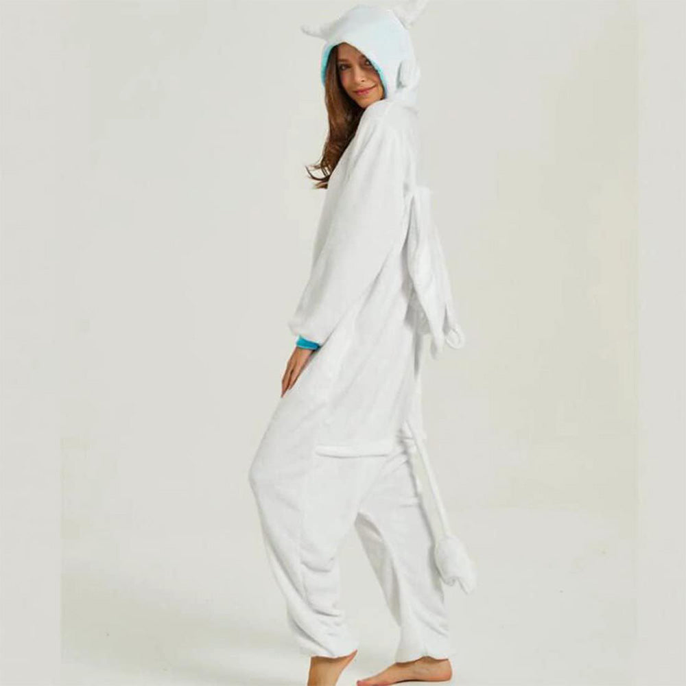 Animal Polyester Zipper Hooded Jumpsuit Onesie Adult Cosplay Unisex Pajamas Costume-Style 1