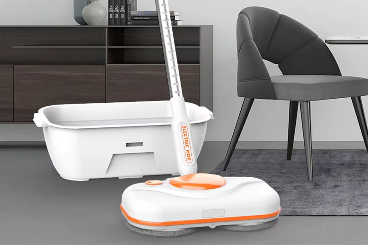 Cordless Electric Spin Mop with LED Light Water Sprayer and 750ML Large Water Tank