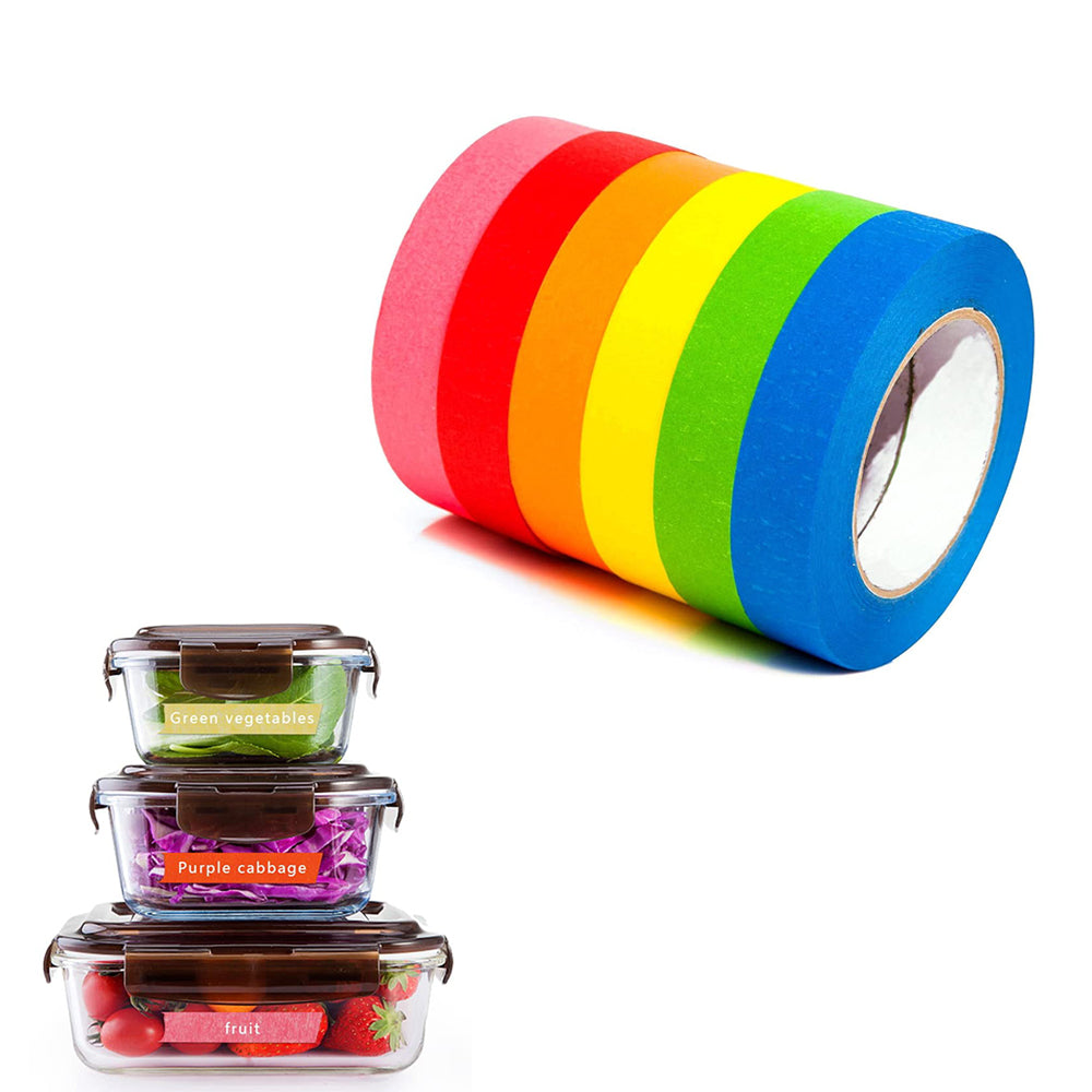 6 Pack Colored Masking Tape 25mm x 20m Colorful Craft Tape for DIY Art