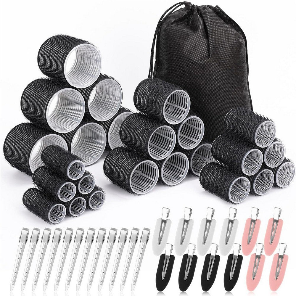 Self Grip Hair Rollers with Clips Set of 24