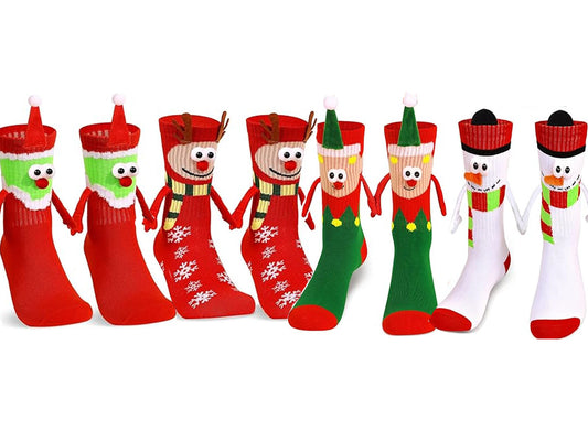 4-Pairs Funny Holding Hands Christmas Socks