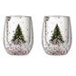 2Pcs 300ml Christmas Trees Double Wall Coffee Glasses Cups
