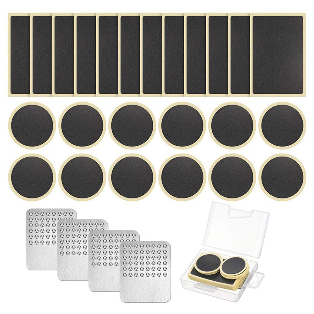 24Pcs Self Adhesive Bike Tire Patch Kit with 4 Metal Rasps No Glue Needed for Bicycle Inner Tube Repair