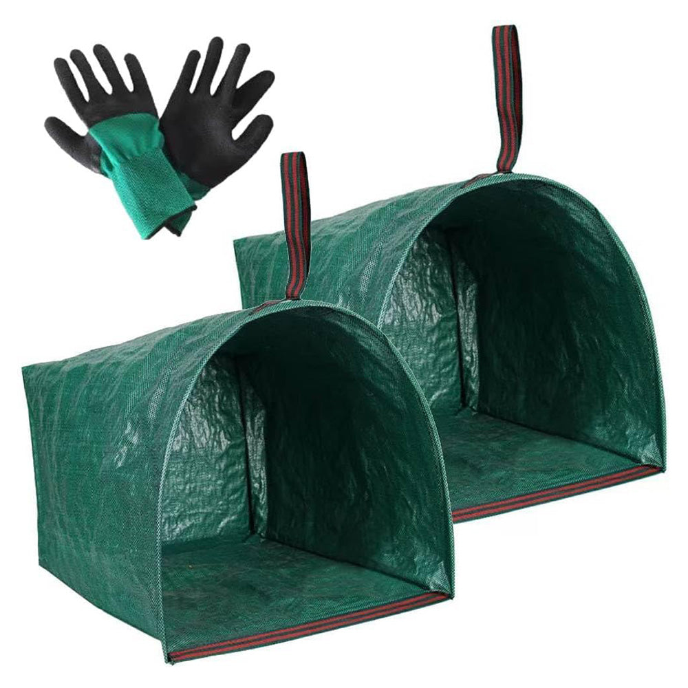2-Pack 270L Garden Waste Bags - Semi-Circular Outdoor Leaf Collector with Handles
