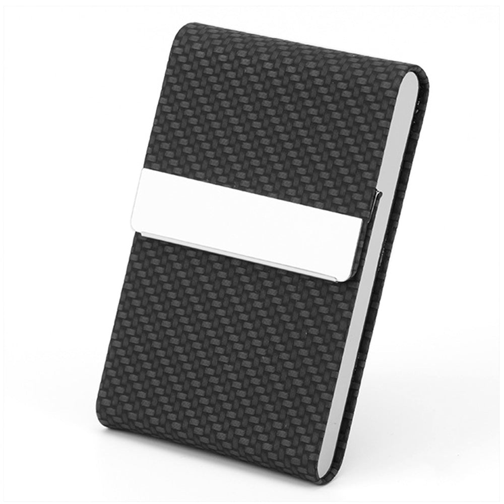 Business Card Holder Slim PU Leather Stainless Steel Name Card Case