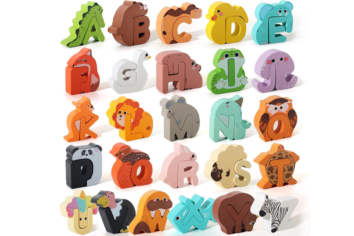 Wooden Alphabet Animal Puzzles Matching Game Educational Toys