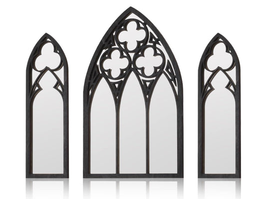 Christmas Gift 3Pcs Gothic Mirrors Arched Decorative Mirror Wall Mounted Goth Mirrors Decor