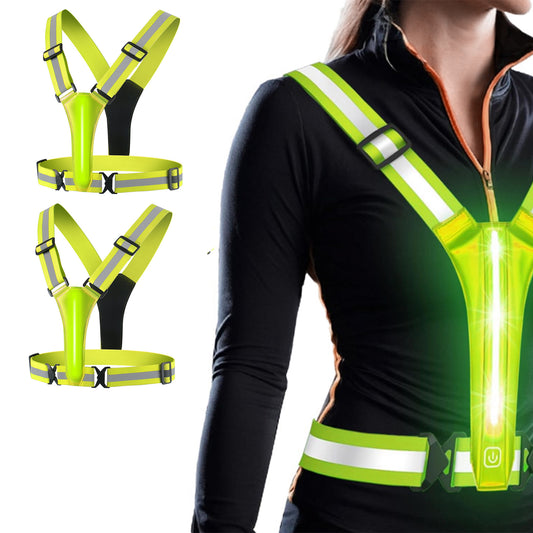 2Pcs Rechargeable LED Reflective Vest for Running Cycling Walking Horse Riding