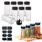 8Pcs Plastic Spice Jars with Black Shaker Lids and Stickers for Storing Spices Herbs and Seasoning Powders