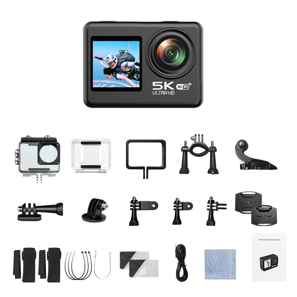 5K 6K 8K 30FPS Action Camera with Waterproof Case Dual Screens and EIS Stabilization