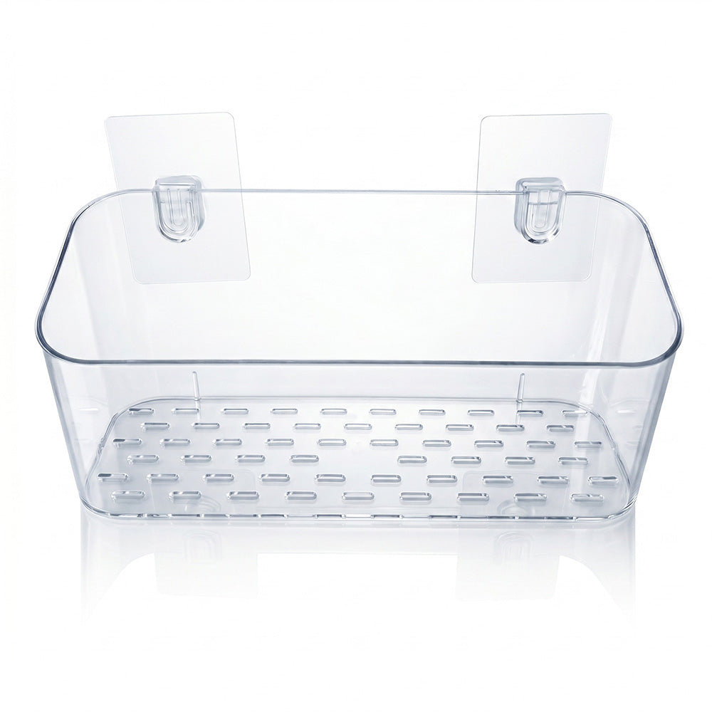 No Drill Bath Storage Wall Mounted Transparent Shower Caddy for Home