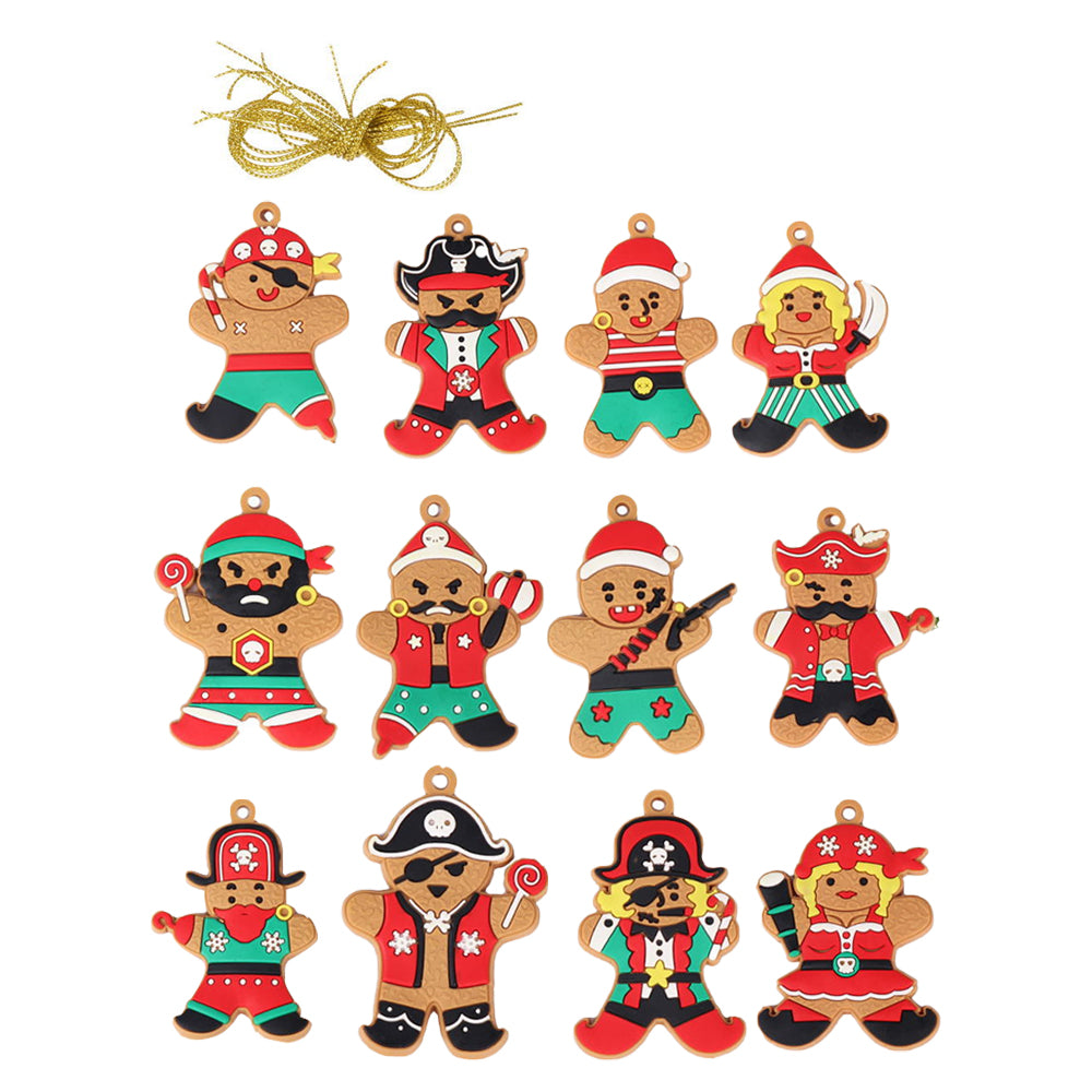 12Pcs Gingerbread Man Christmas Tree Hanging Pendants