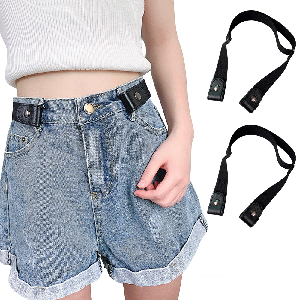 2Pcs No Buckle Elastic Belt Buckle-Free Invisible Stretch Belt