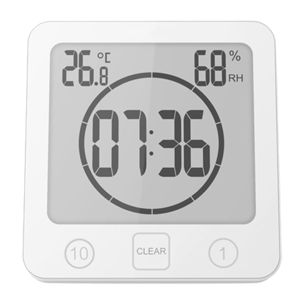 Digital Temperature Humidity Meter Water-Resistant Bathroom Alarm Clock