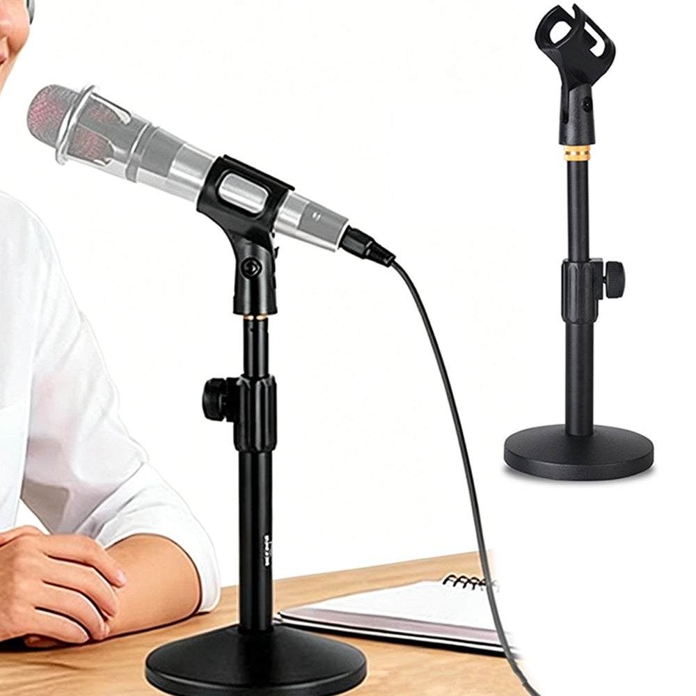 Desk Microphone Stand Adjustable Table Top Mic Holder Mount with Clip
