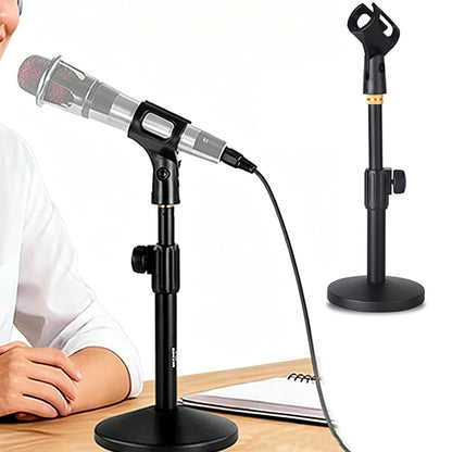Desk Microphone Stand Adjustable Table Top Mic Holder Mount with Clip