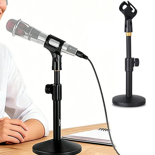 Desk Microphone Stand Adjustable Table Top Mic Holder Mount with Clip