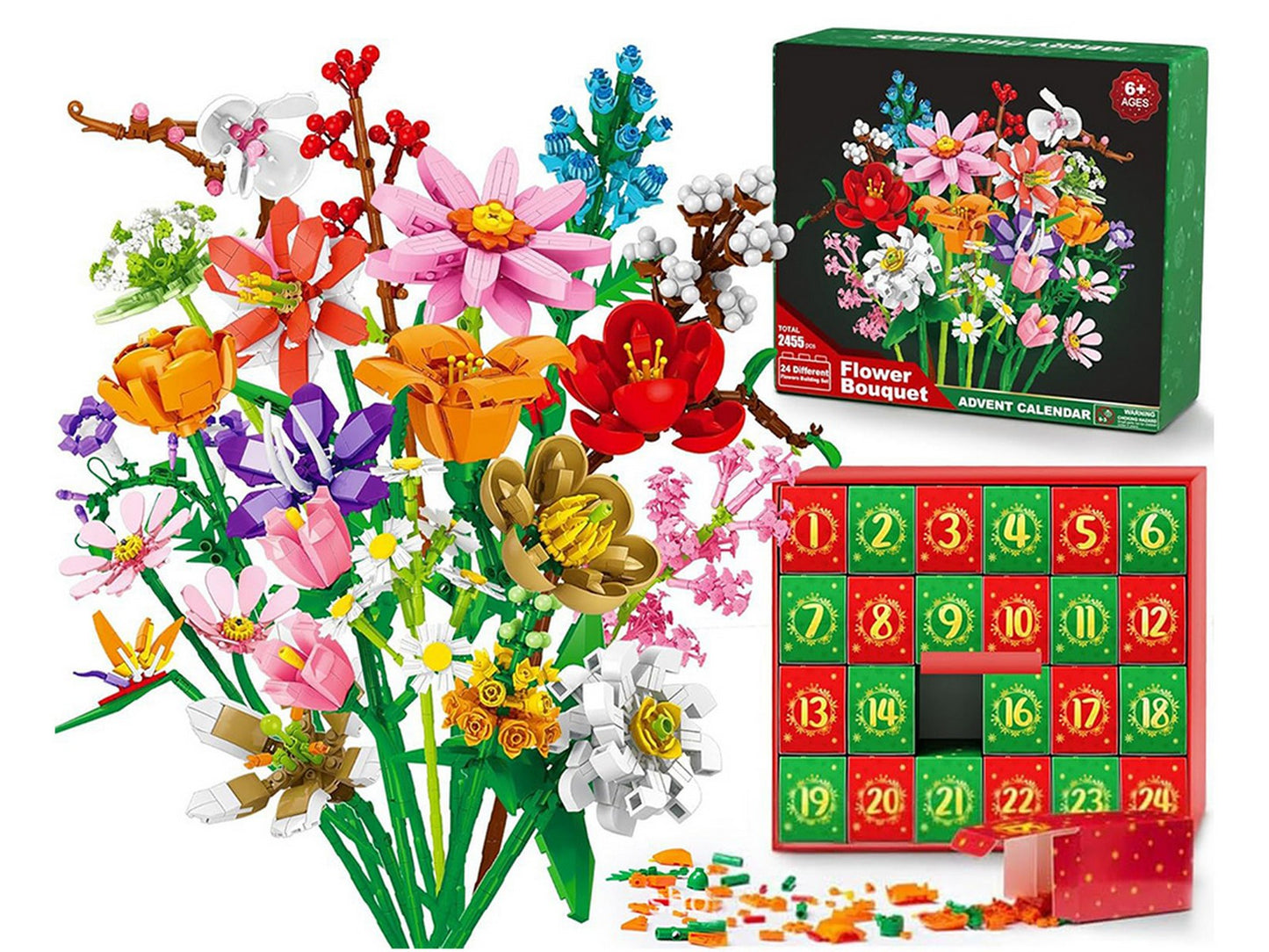 Flower Bouquet Building Blocks Advent Calendar Christmas Gift Box