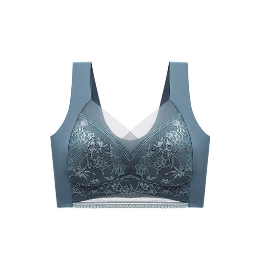 Women V Neck Floral Lace Seamless Bra