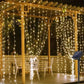 Solar Lights Fairy Curtain Lights Christmas Hanging String Lights for Window Backdrop