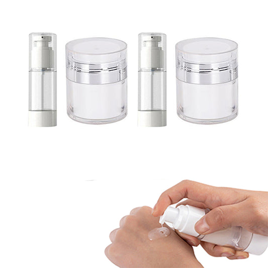 4Pcs Portable Travel Size Container Refillable Pump Press Cosmetic Cream Empty Bottle