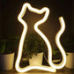 LED Cat Rainbow Neon Sign Lights Bedside Night Light Lamp Bedroom Wall Decoration