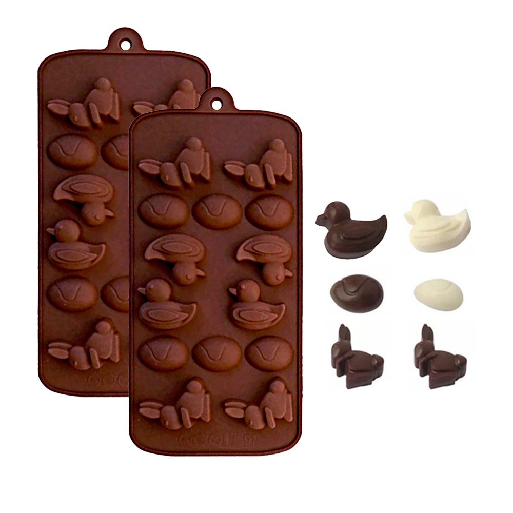 2Pcs Duck Egg Bunny Silicone Chocolate Molds