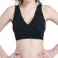 Seamless Wireless Cross Front Lounge Bra with Removable Pads for Women-Black