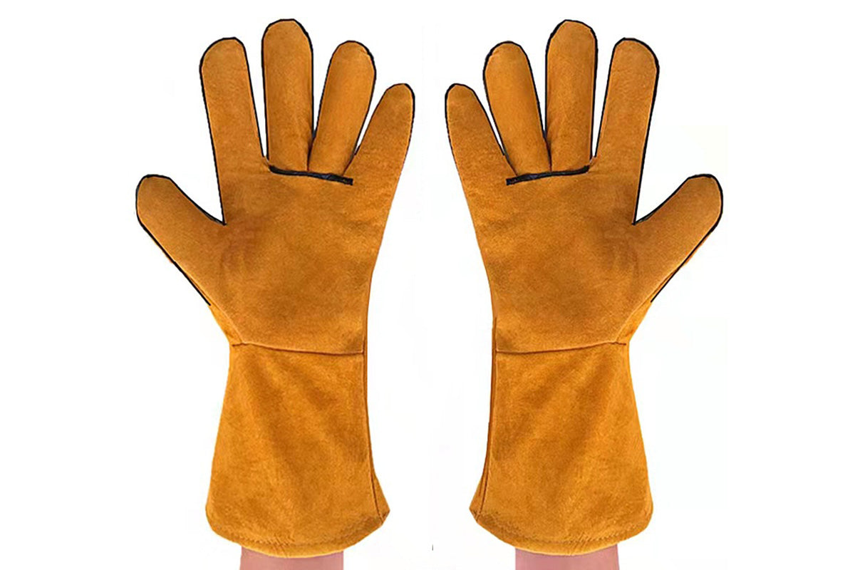 Double Layer Leather Welding Gloves Heat Resistant Fireproof Safety Gloves