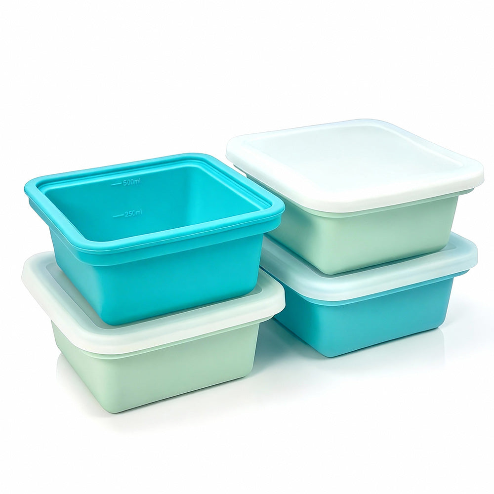 4Pcs Silicone Freezer Tray for Soup Ice Cubes Food Storage Portion Control