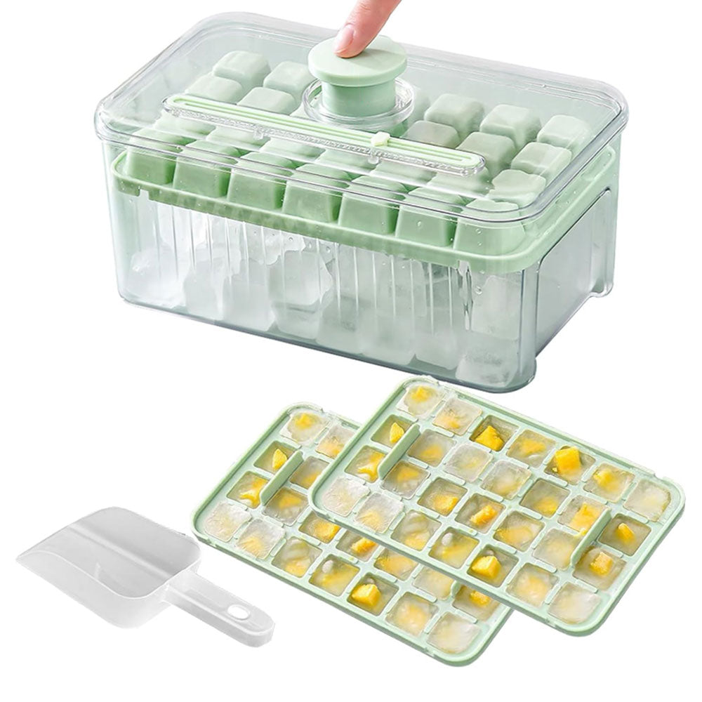 56 Grid Plastic Ice Tray Mold with Scoop Ice Cube Maker Storage Container Box