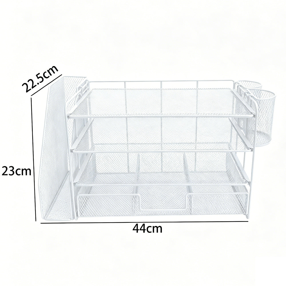 4 Tier Desk Organizer Metal Mesh Document Holder for Office Supplies