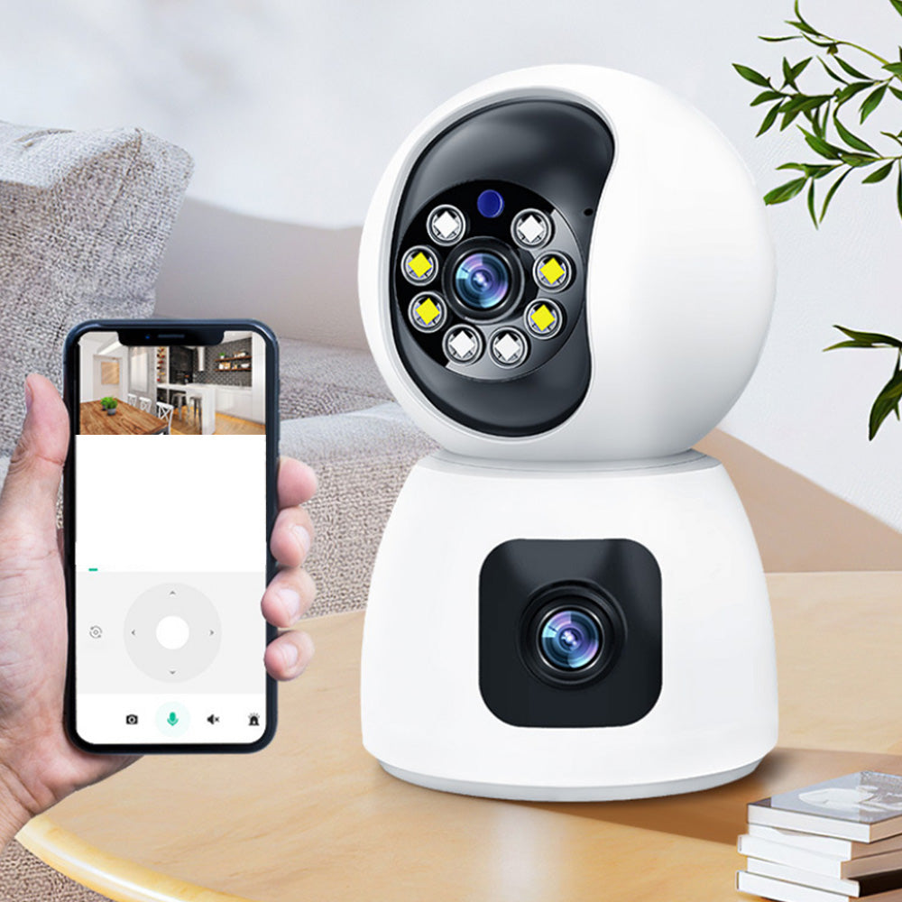 Dual Lens Smart Security Camera 2.4GHz WiFi HD Camera with Color Night Vision
