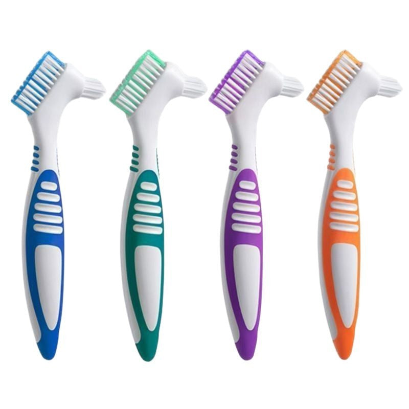 4Pcs Double Sided Denture Brushes for False Teeth Cleaning Brush
