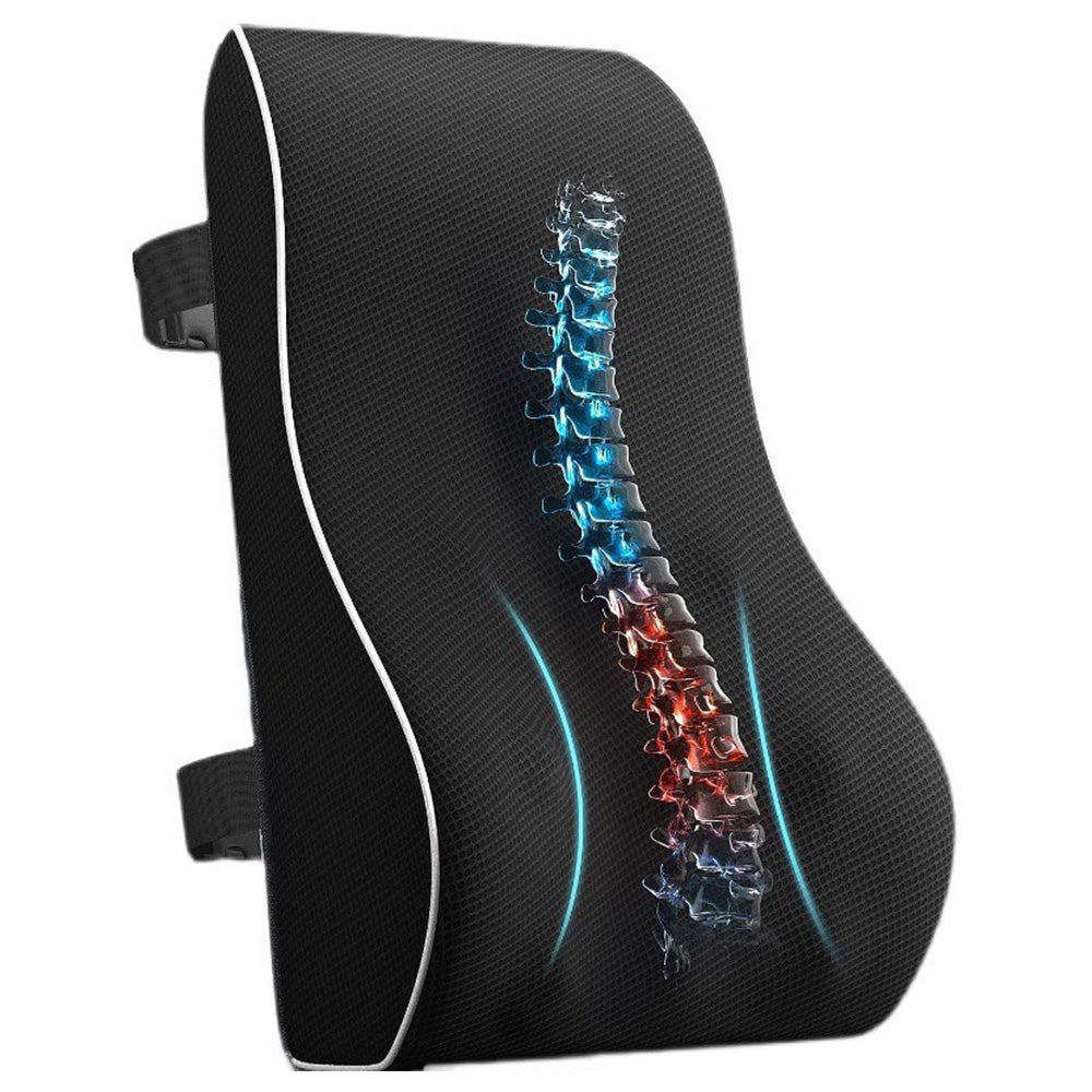 Ergonomic Lumbar Back Support Cushion Memory Foam Backrest with Adjustable Strap