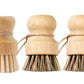 3PCS Bamboo Round Mini Dish Brush Natural Cleaning Brush Kitchen Scrubber Set