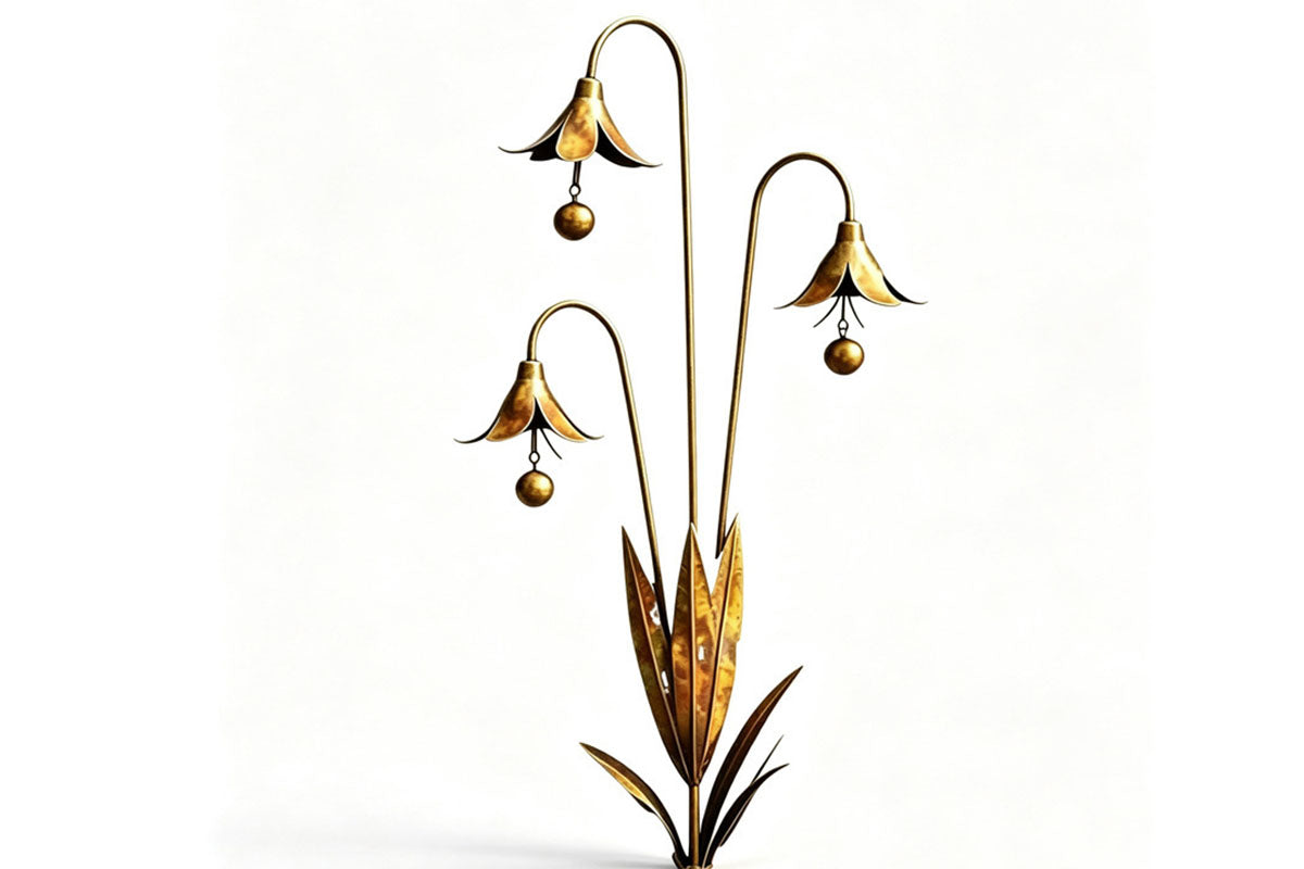 Metal Flower Wind Chime Garden Stake Outdoor Yard Ornament with Bells