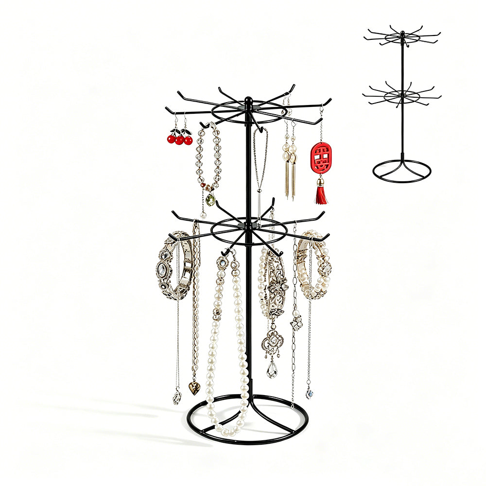 Rotating Jewelry Display Stand Double Layer Organizer Rack