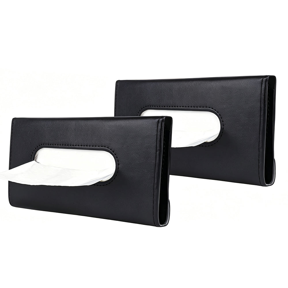 2 Pack Car Tissue Holder Universal for Visor PU Leather Tissue Box and Mask Holder
