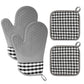 4Pcs Silicone Oven Mitts and Pot Holders Heat Resistant Non-Slip for Cooking Baking Grilling