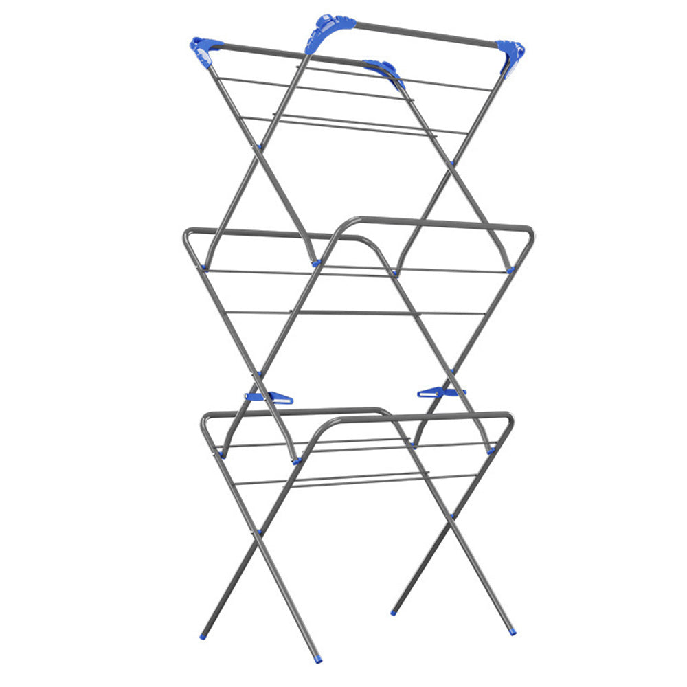 Triple Folding Clothes Drying Rack Space-Saving Portable Laundry Stand for Indoor Outdoor