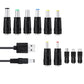 USB to DC 5V Charging Cable Power Cord 5.5x2.1mm with 11 Interchangeable Connectors
